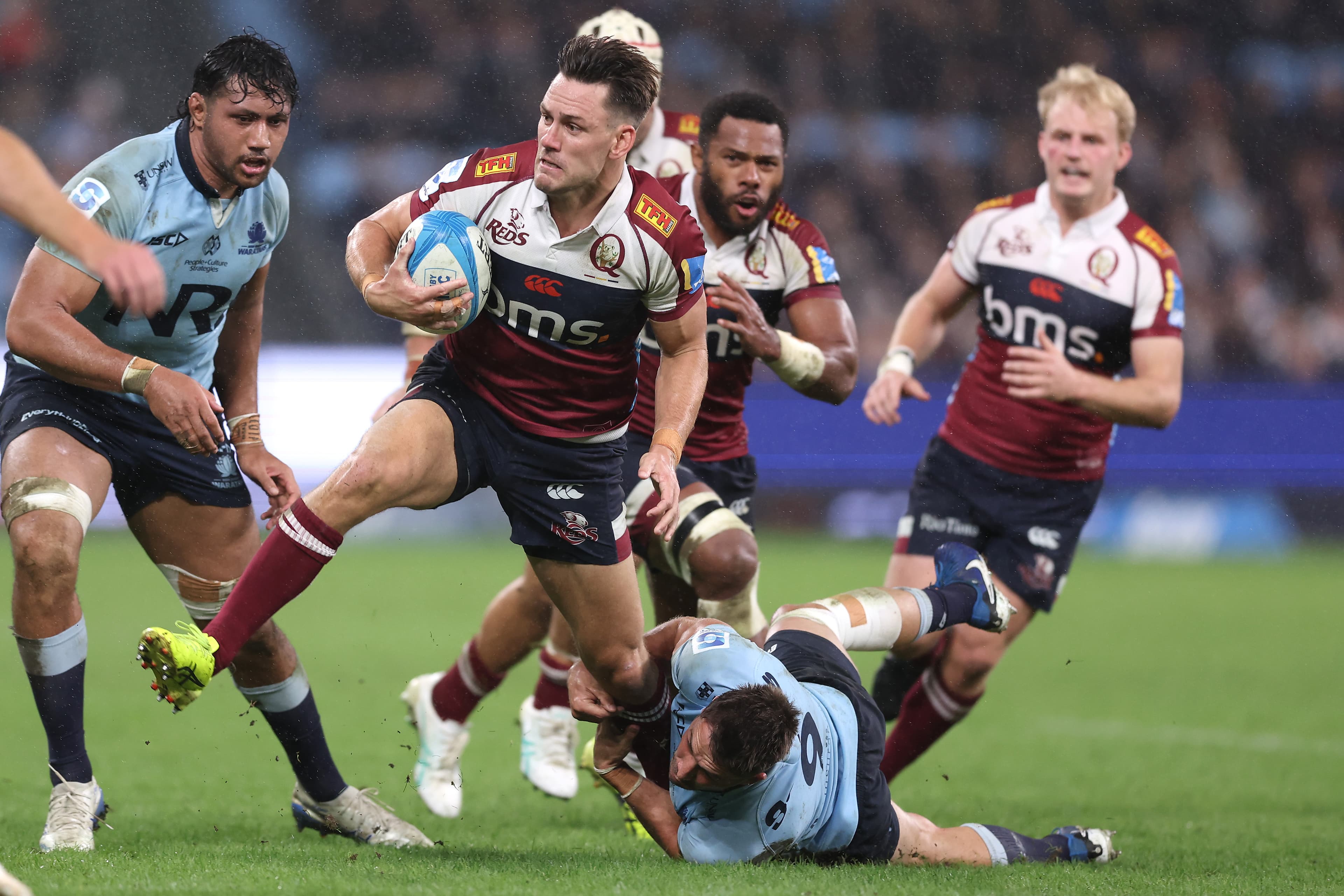 Match-winner Lachie Anderson on the charge for the Reds against the Waratahs in Sydney. Photo: Matt King, Getty Images