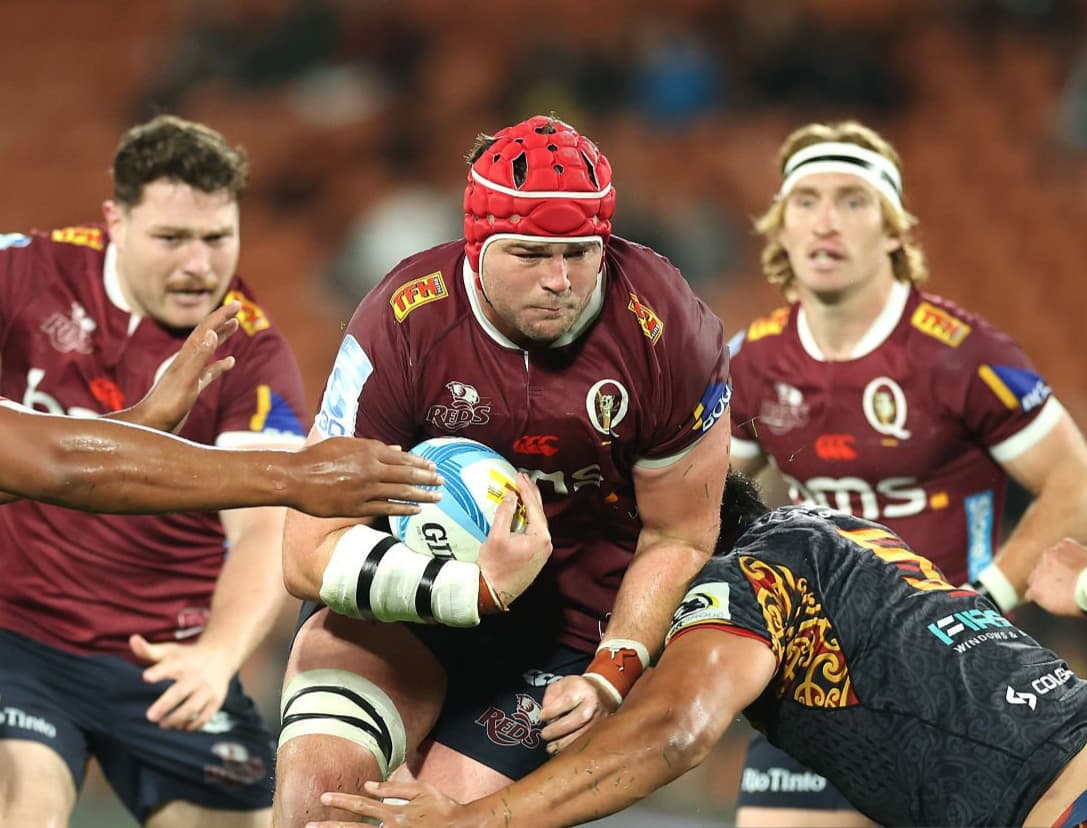 Reds No.8 Harry Wilson on the charge in Hamilton. Photos: Phil Walter, Getty Images