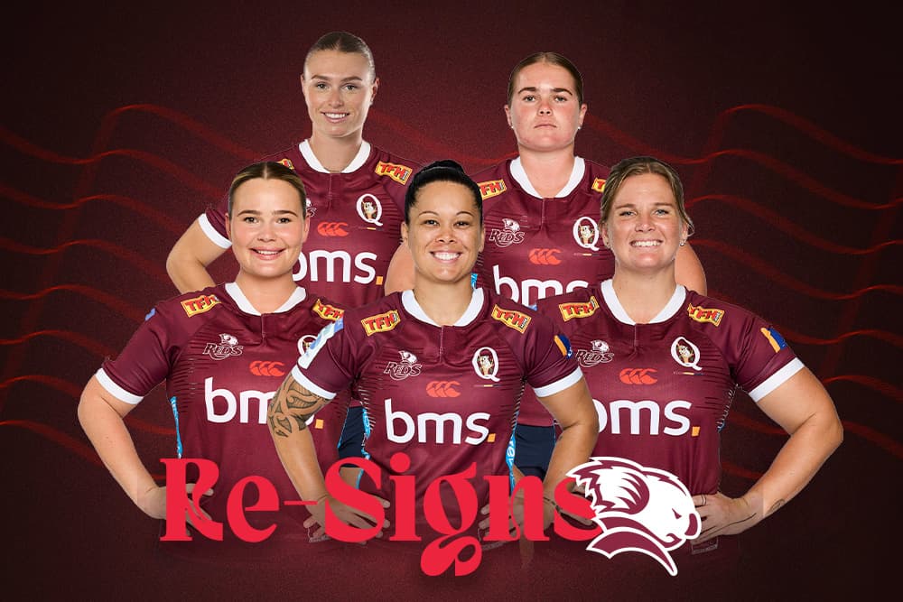 Signed by the Reds...(from left) Bree-Anna Browne, Deni Ross, Sarah Riordan, Ella Hopper and Jordan Neal