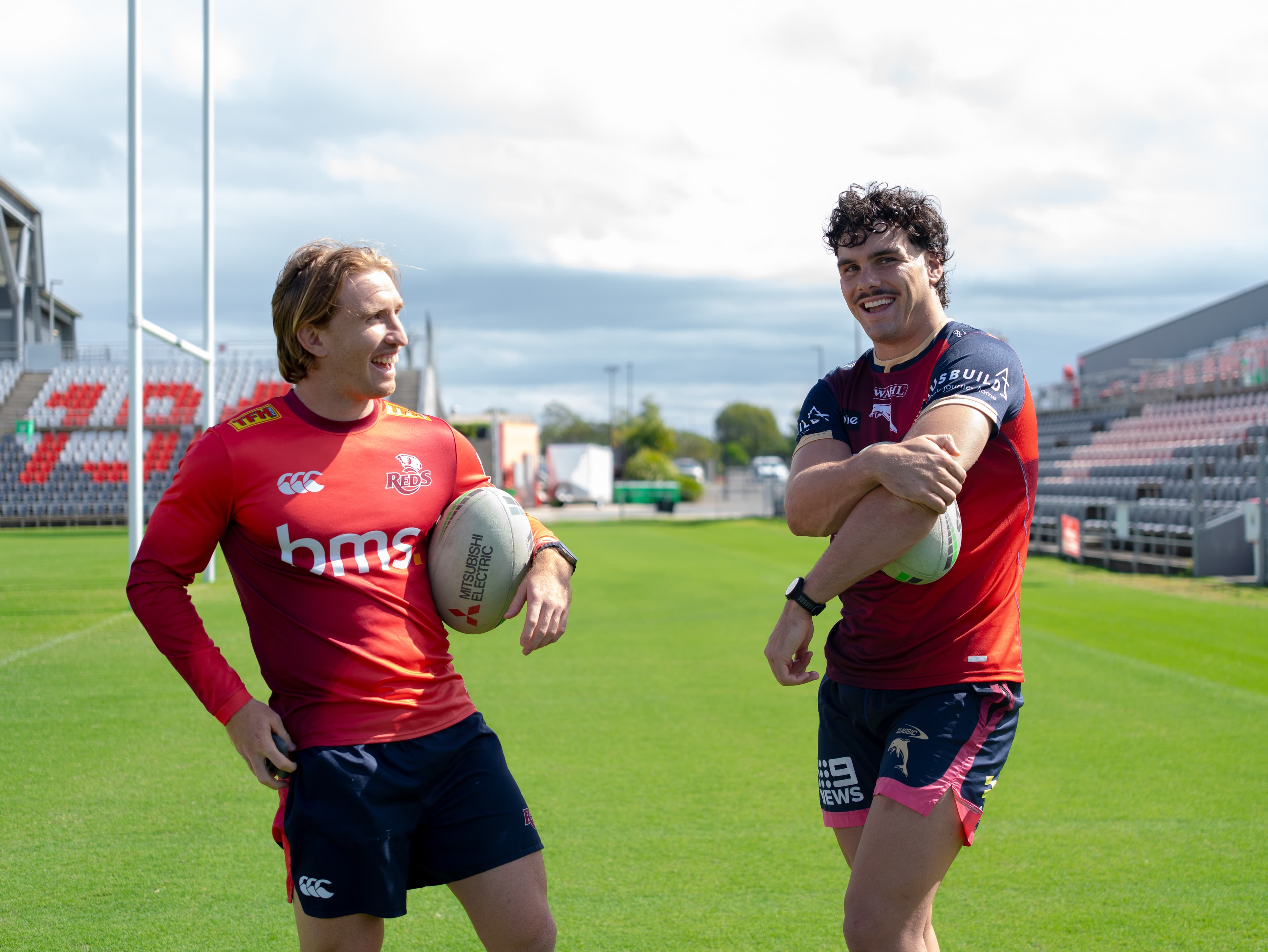 Cross-code ticket collaboration...Reds halfback Tate McDermott and Dolphins NRL centre Herbie Farnworth