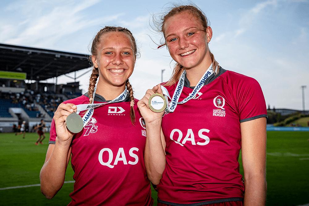 The Levi sisters in action for Queensland in 2019. Photo: QRU Media/Brendan Hertel. 