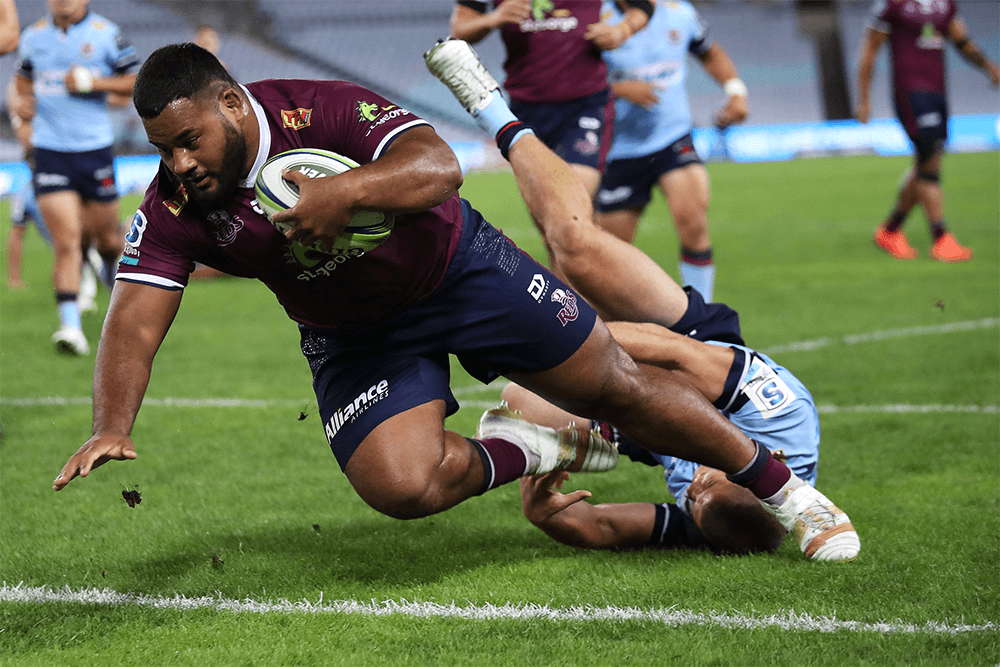 Taniela Tupou crashes over to score in Sydney. Photo: Getty Images.