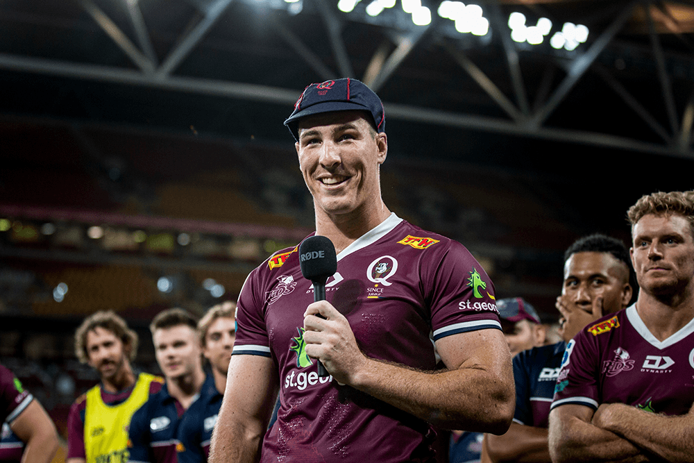 Ryan Smith after making his debut against the Waratahs. Photo: QRU Media/Brendan Hertel.