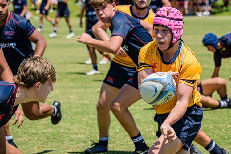 Headgeared flanker Hugh Stanbury...named Queensland Reds U15s captain