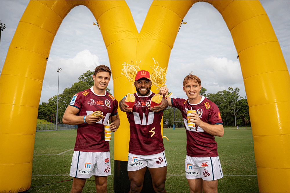 The Reds have partnered with McDonalds for the 2023 season. Photo: QRU Media/Brendan Hertel.