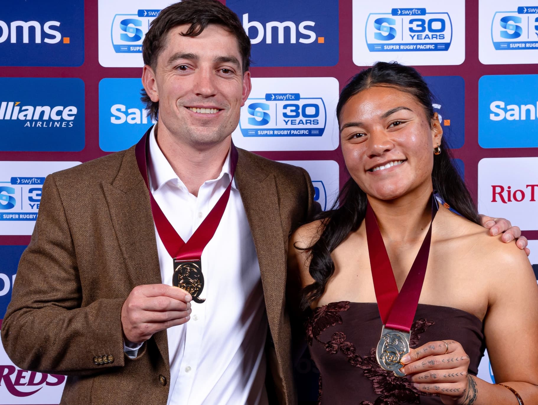 Pilecki Medal-winner Jock Campbell and Shannon Parry Medal-winner Harmony Vatau