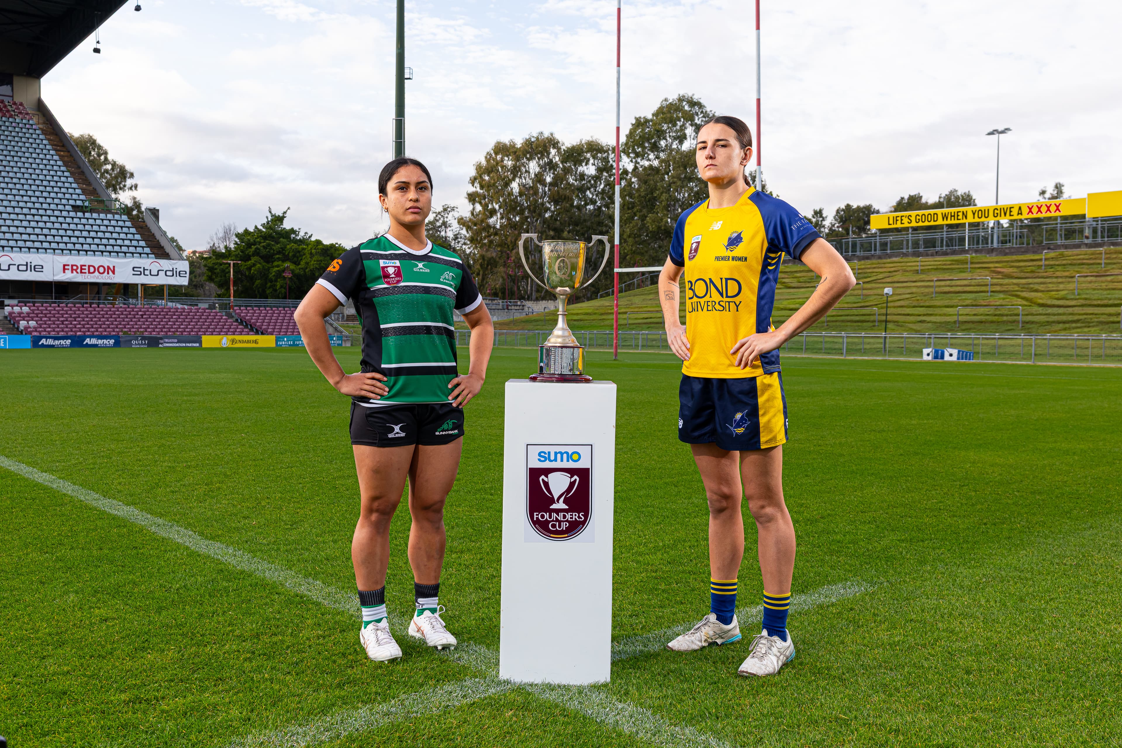 Sunnybank's Shannon Symon and Bond University's Elisha Godsiff...duelling for a Founders Cup with deep meaning