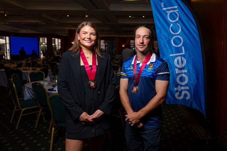 Briana Dascombe (left) and Eli Pilz (right) took home top honours at the 2025 StoreLocal Queensland Premier Rugby Grand Final Breakfast