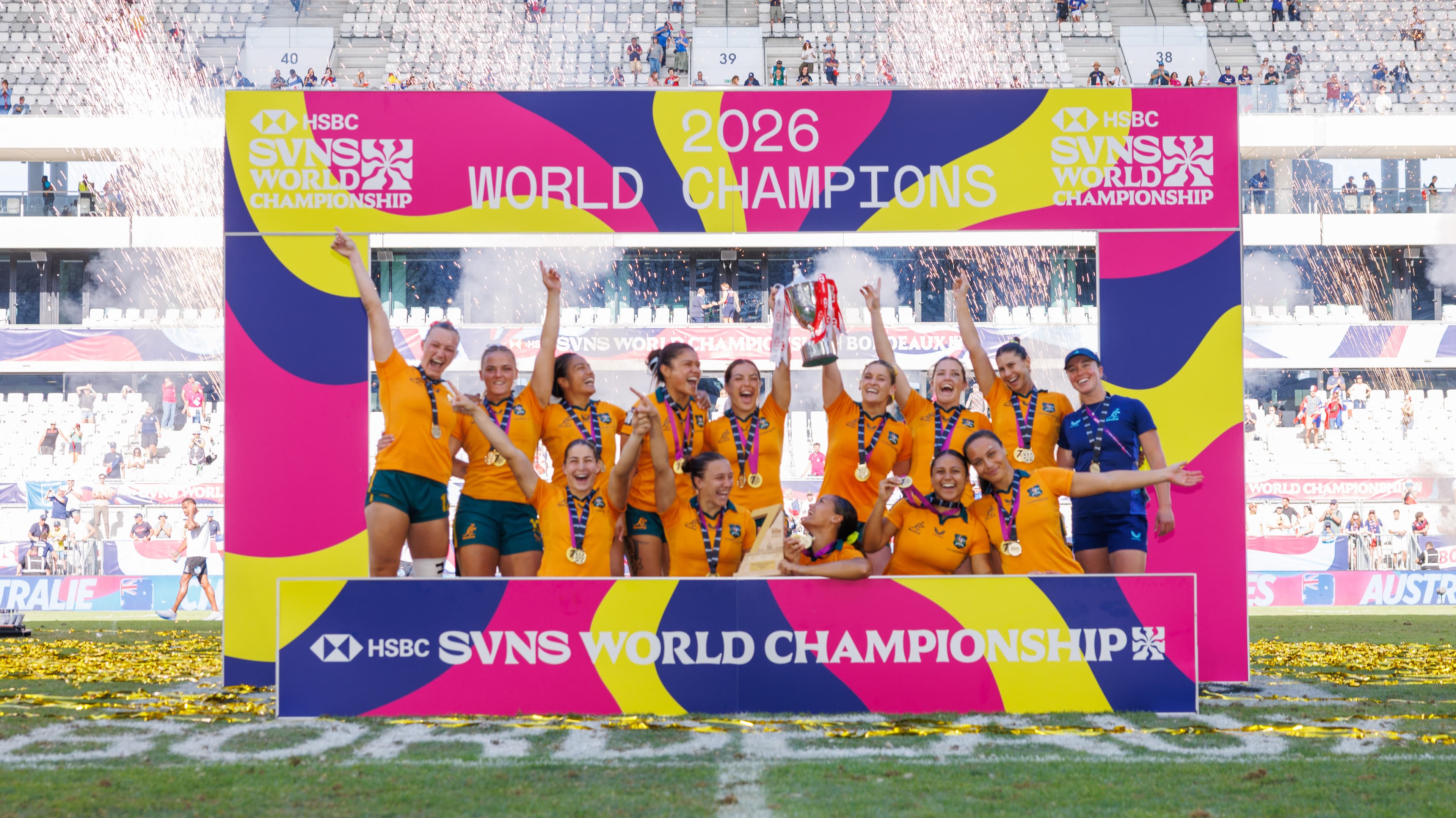 The Australian Sevens have taken out the World Championship after defeating New Zealand in the Bordeaux Final. Photo: World Rugby