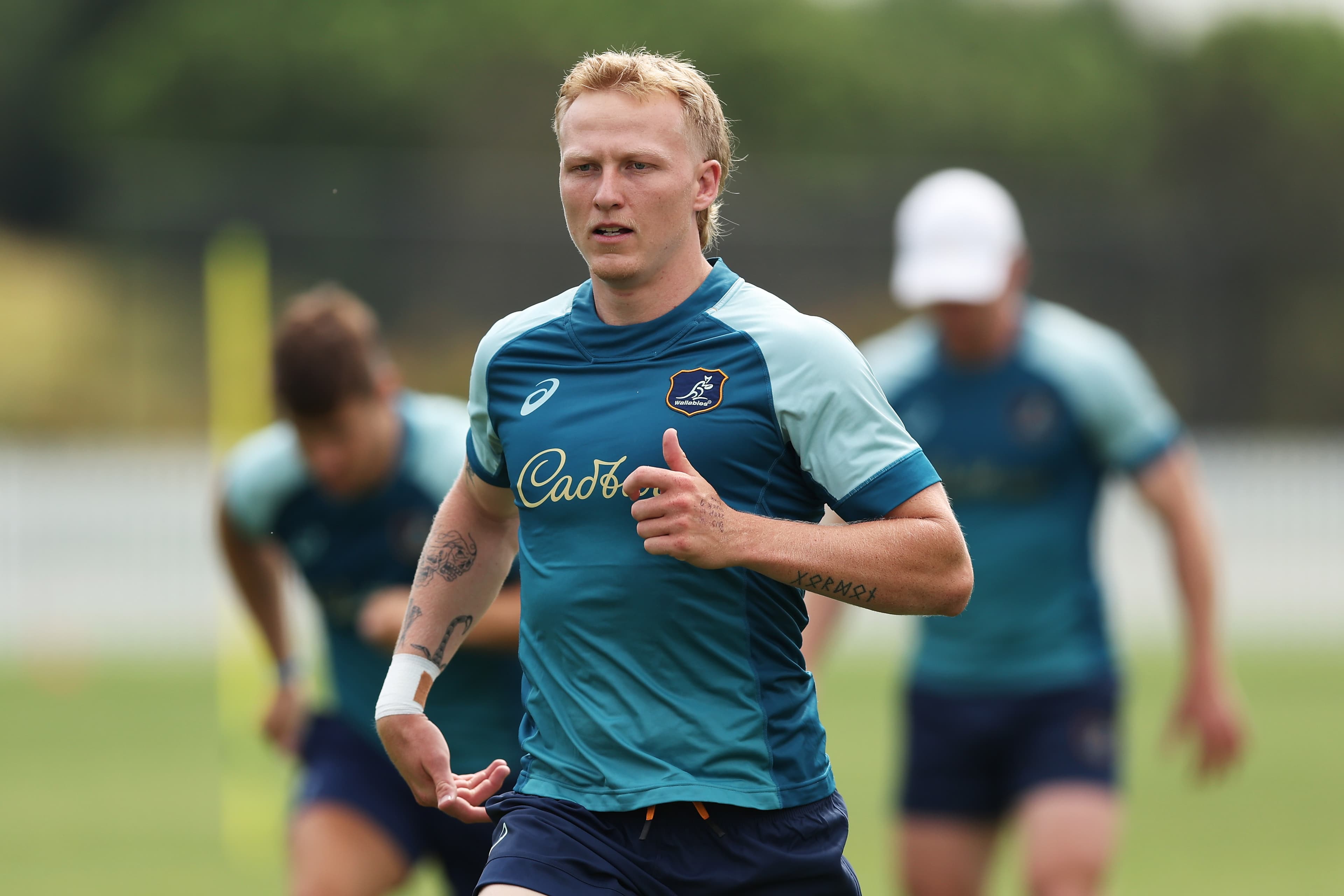 Carter Gordon trains with the Wallabies ahead of Australia's End of Year Tour to Japan and Europe. Picture: Getty