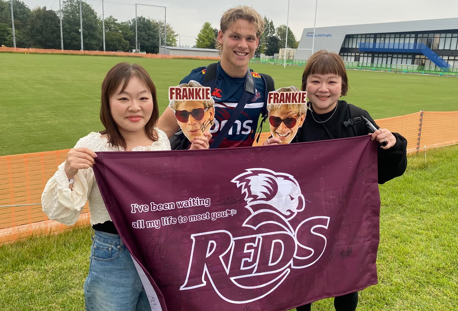 Frankie's Fan Club...Reds rookie Frankie Goldsbrough is the centre of attention