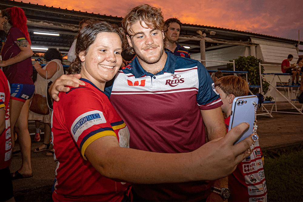 The entire Reds Super Rugby Pacific and Super W squads will be out in clubs around South-East Queensland this Friday night. Photo: QRU Media/Brendan Hertel.