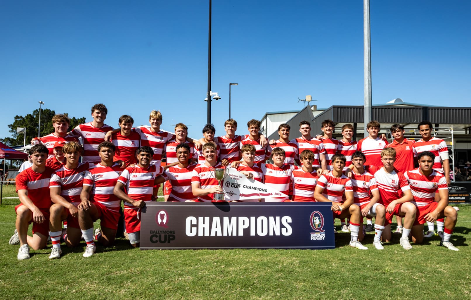 Champions...Ipswich Grammar enjoy the spoils at the Ballymore Cup today