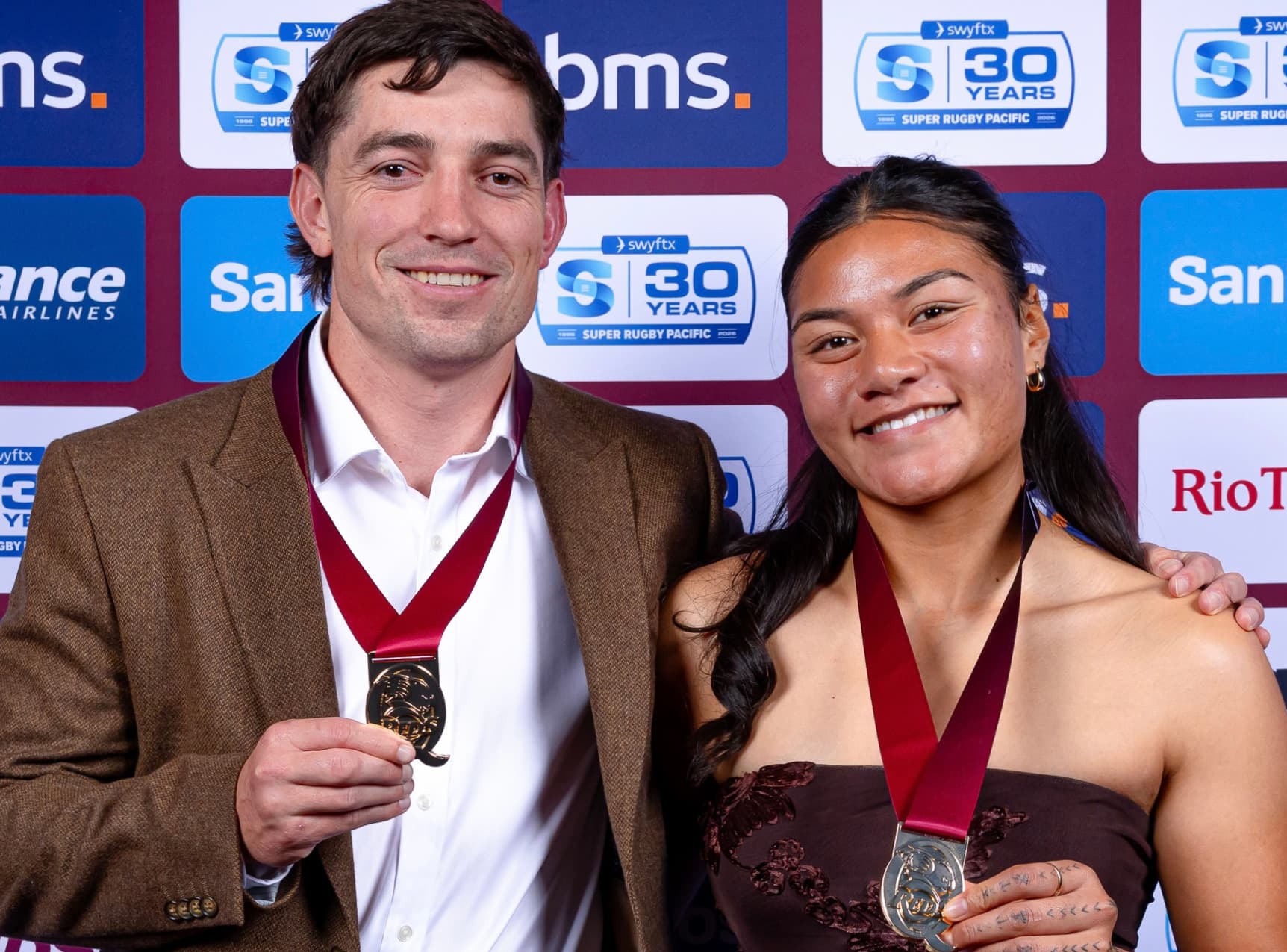 Pilecki Medal-winner Jock Campbell and Shannon Parry Medal-winner Harmony Vatau