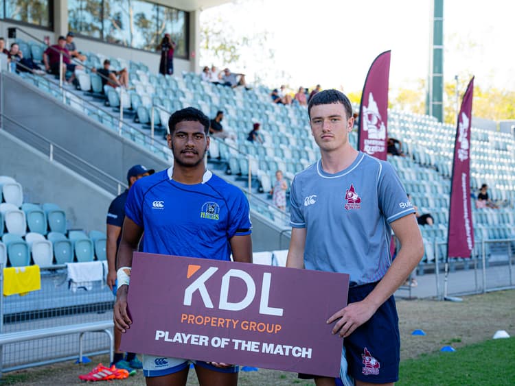 Lock Fraser Boakes (right) and shadow player Tom Tugai...selected in Queensland Reds U16s