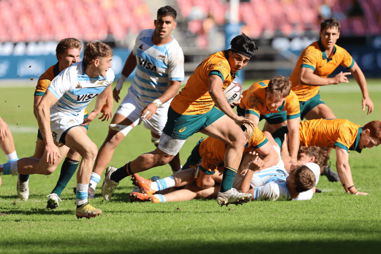 Boston Fakafanua runs with the ball against Argentina U20 (Source: Getty)
