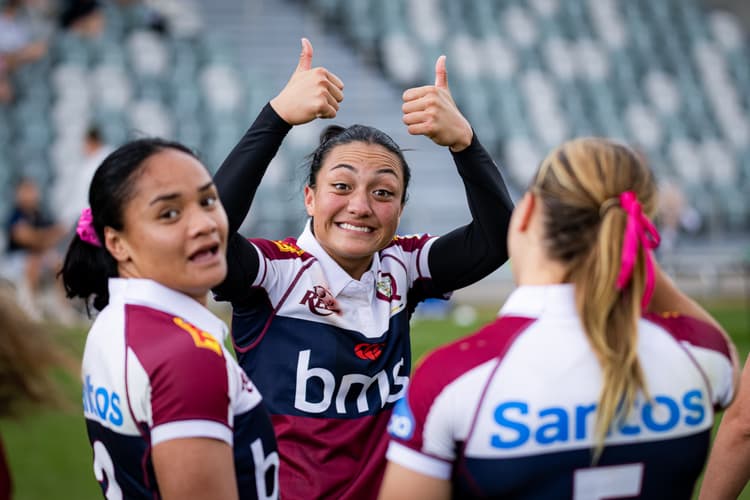New Reds fullback Kaelyn Passi...thumbs up after the Next Gen 7s triumph. Photo: Brendan Hertel Photography