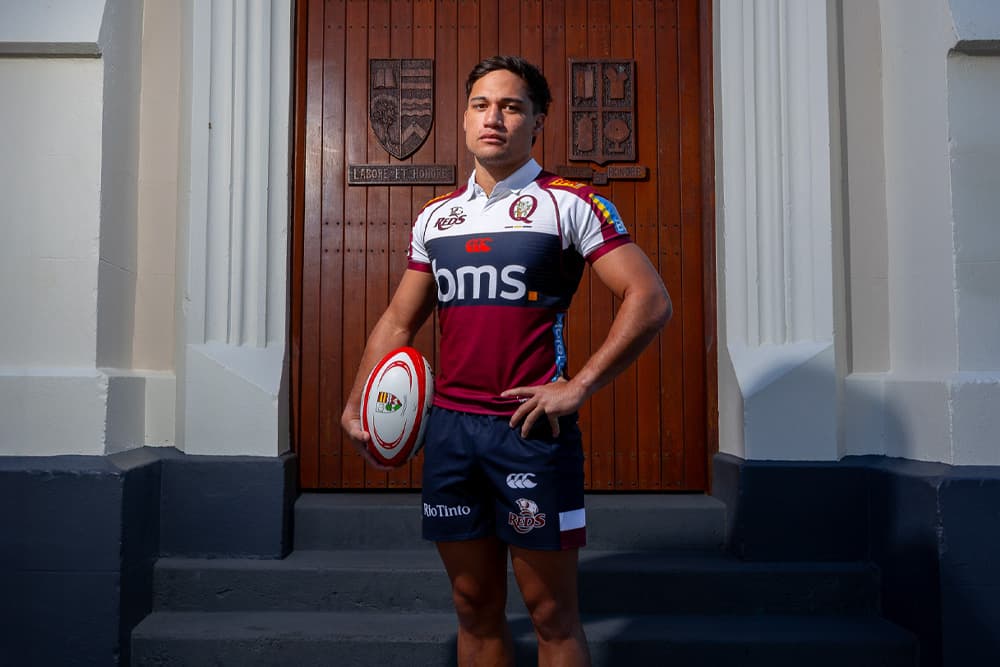 Re-signed Reds halfback Kalani Thomas...a proud Ipswich Grammar product at his old school