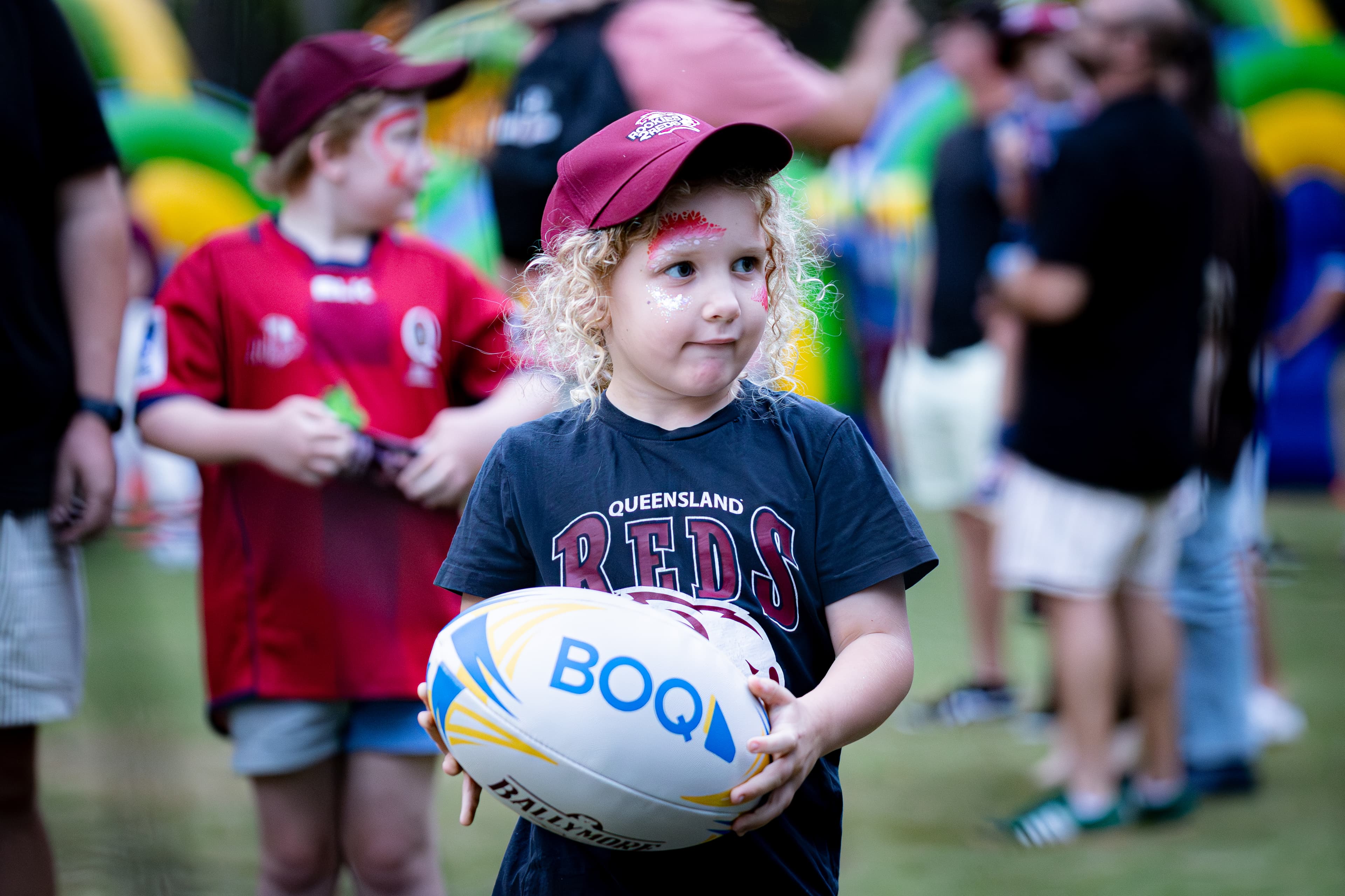 The fun of game day...face painting, BOQ passing targets and giveaways on the North Plaza