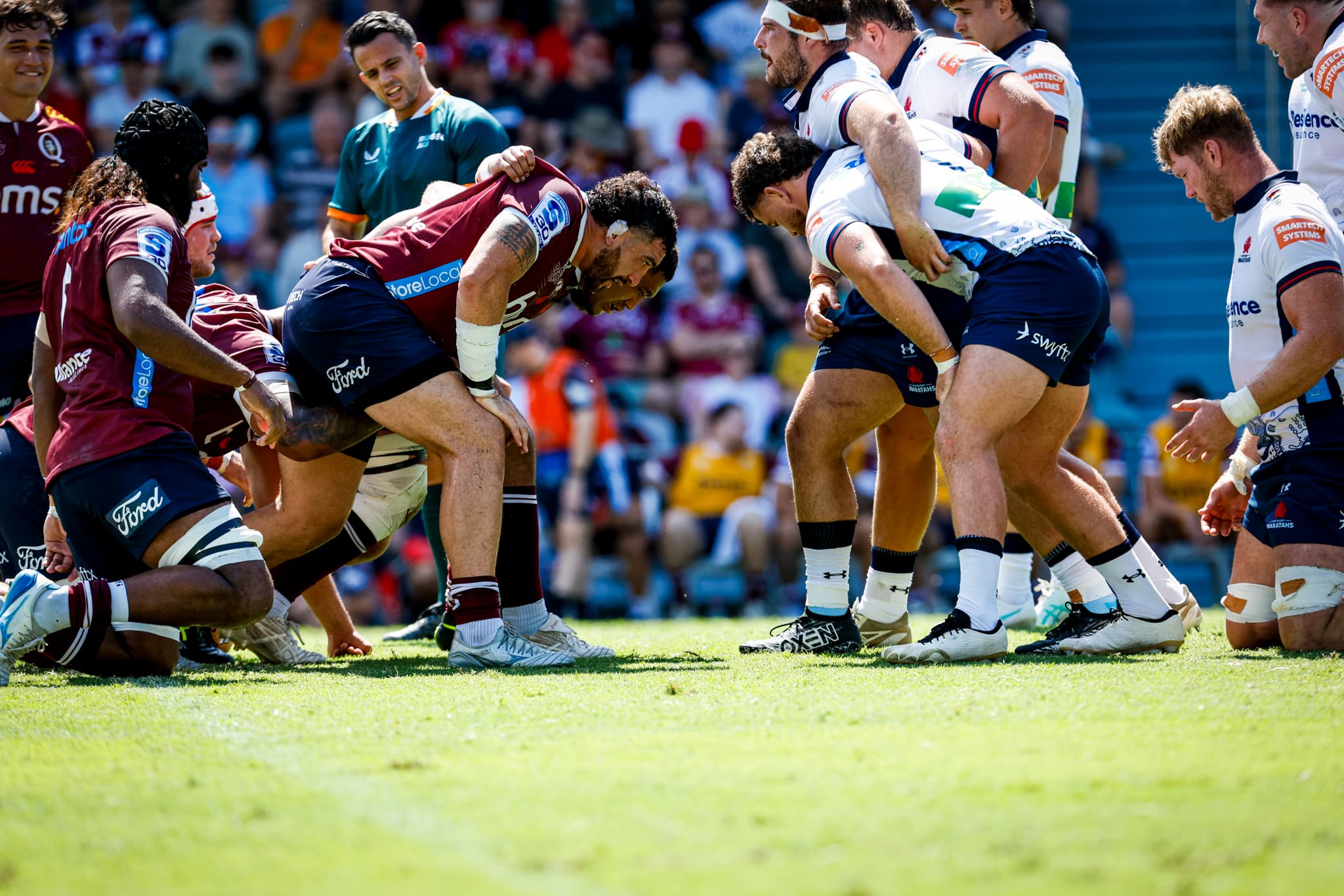 Square off at scrum time...Reds tighthead Jeffery Toomaga-Allen ready to engage against the NSW Waratahs at Ballymore today