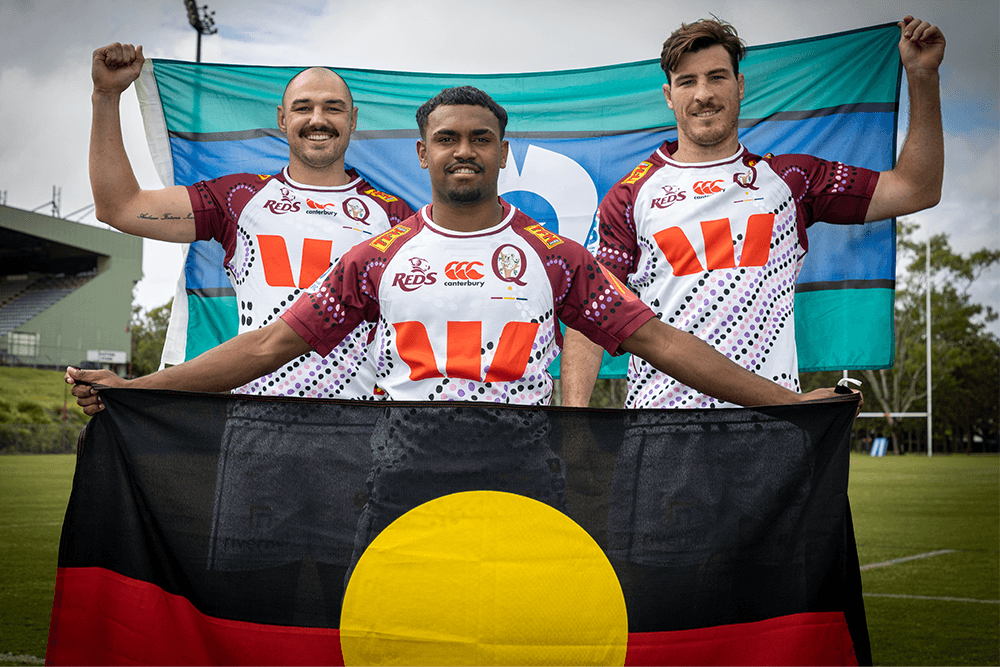 QRU Future Indigenous Leaders Program (FILP) ambassadors Connor Vest, Floyd Aubrey and Ryan Smith. Photo: QRU Media.