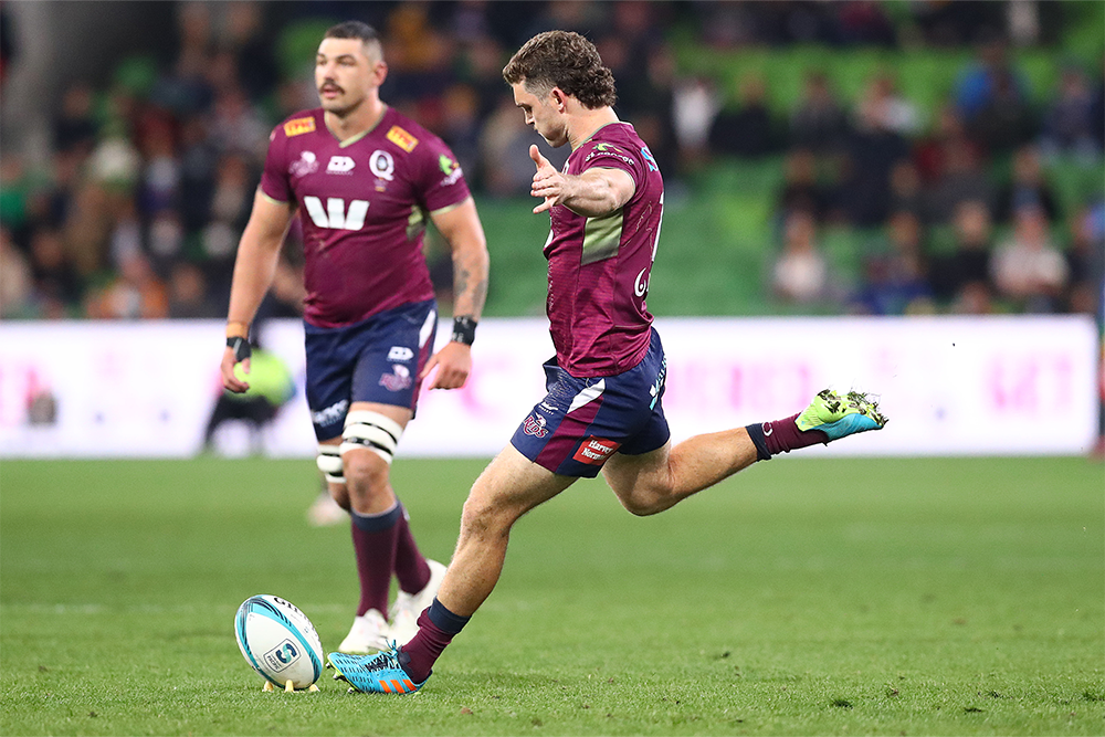 Lawson Creighton kicks for goal at AAMI Park. Photo: Getty Images.
