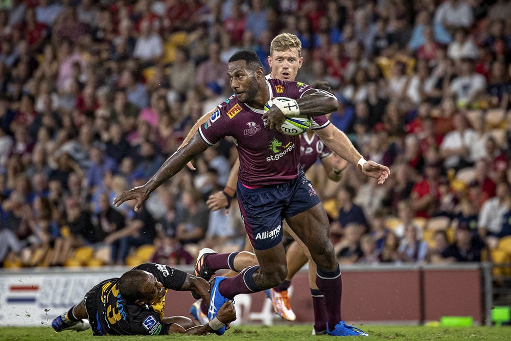 Suliasi Vunivalu is one of three uncapped Reds named in the first Wallabies squad of 2021. Picture: QRU/Brendan Hertel